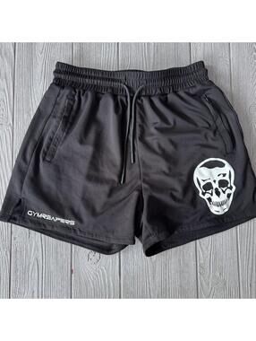 Gymreapers Mens Mesh Athletic Training Shorts Black Skull Graphic Medium M 4in